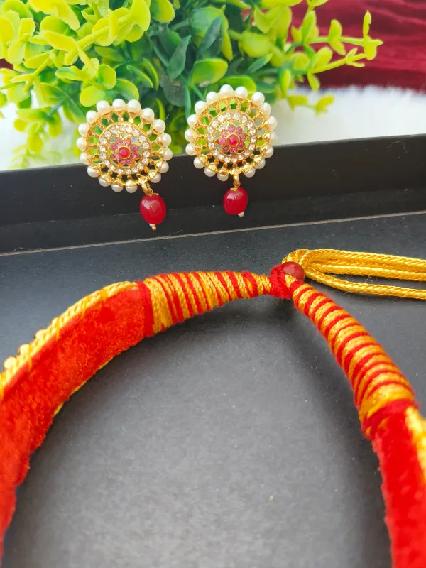 Pink_Necklace_Kanthi_With_Earrings___For_Women