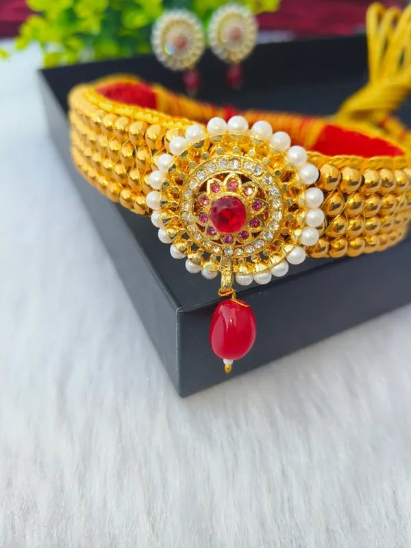 Pink_Necklace_Kanthi_With_Earrings___For_Women