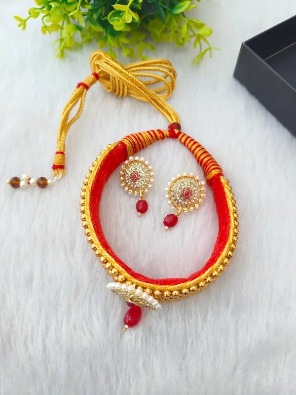 Pink_Necklace_Kanthi_With_Earrings___For_Women