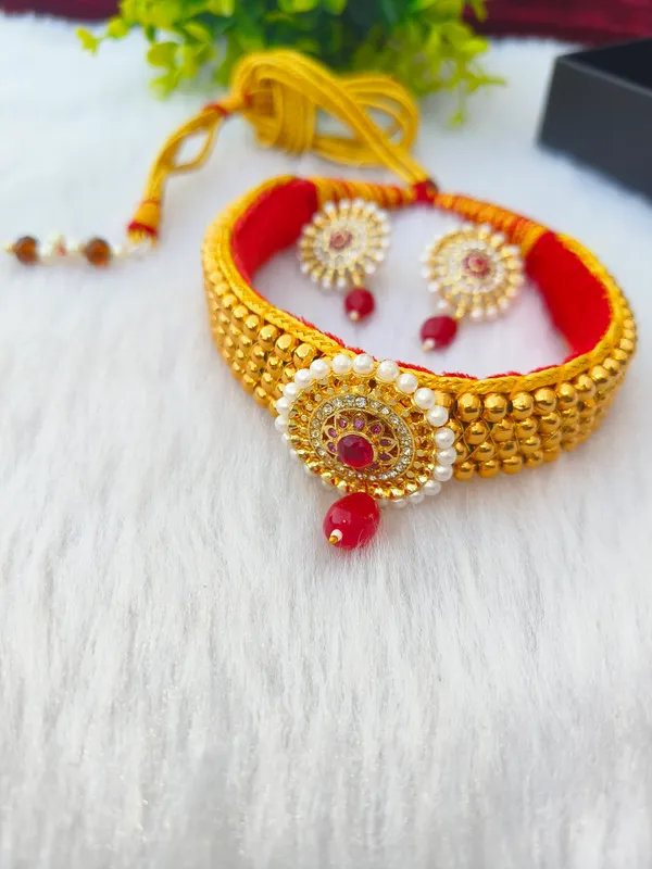 Pink_Necklace_Kanthi_With_Earrings___For_Women