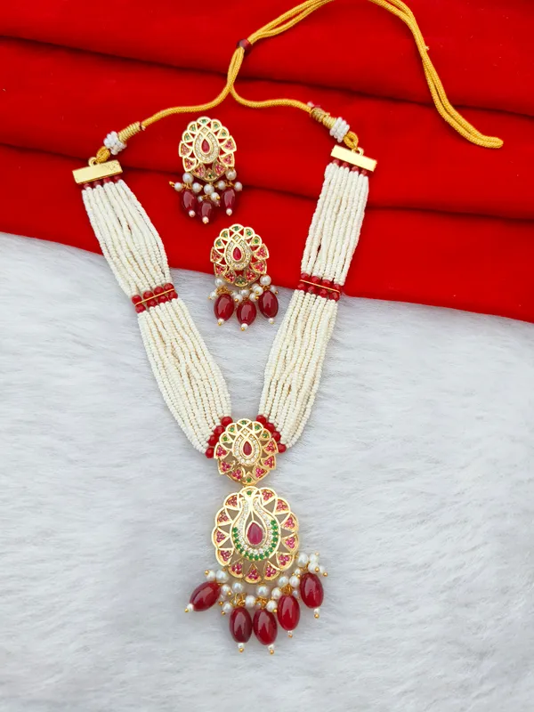 Necklace_Set_With_Earrings_In_Pearls_Mala__For_Women
