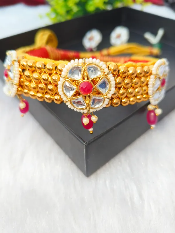 Pink_Necklace_Kanthi_With_Earrings___For_Women