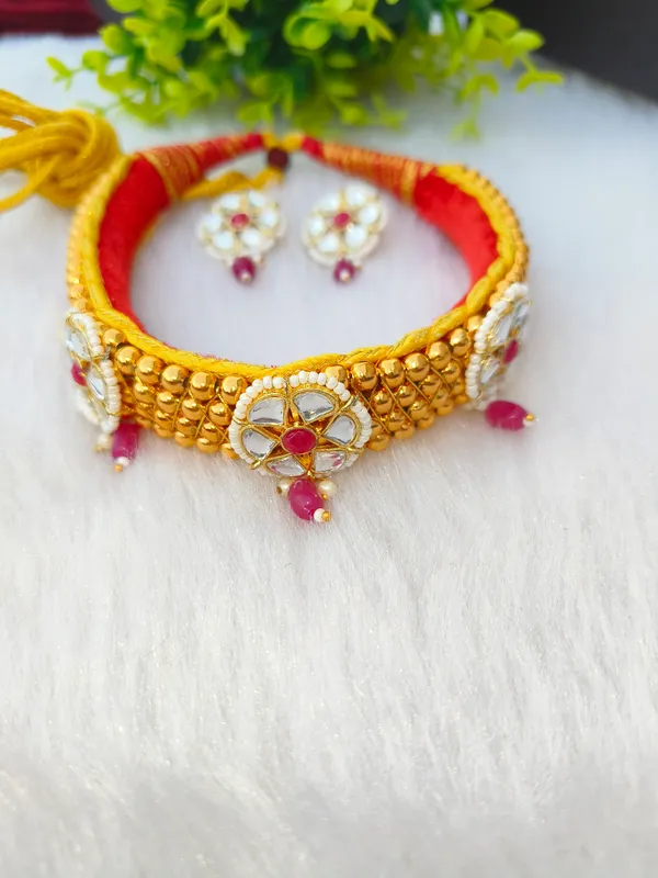 Pink_Necklace_Kanthi_With_Earrings___For_Women