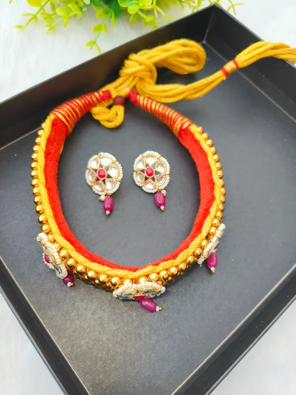 Pink_Necklace_Kanthi_With_Earrings___For_Women