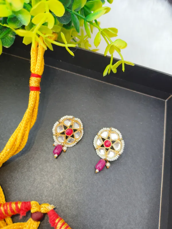 Pink_Necklace_Kanthi_With_Earrings___For_Women