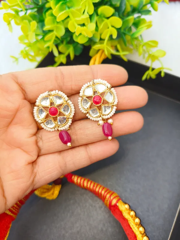Pink_Necklace_Kanthi_With_Earrings___For_Women