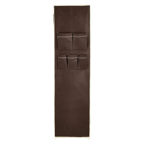 Brown_Plastic_3Door_Foldable_Wardrobe_10_Racks_162_Cm_44_Cm_138_Cm
