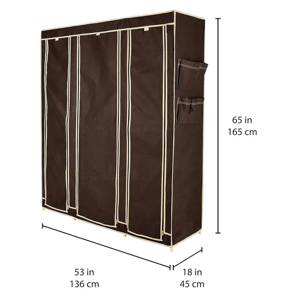 Brown_Plastic_3Door_Foldable_Wardrobe_10_Racks_162_Cm_44_Cm_138_Cm