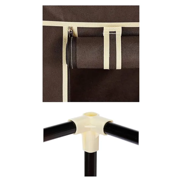 Brown_Plastic_3Door_Foldable_Wardrobe_10_Racks_162_Cm_44_Cm_138_Cm