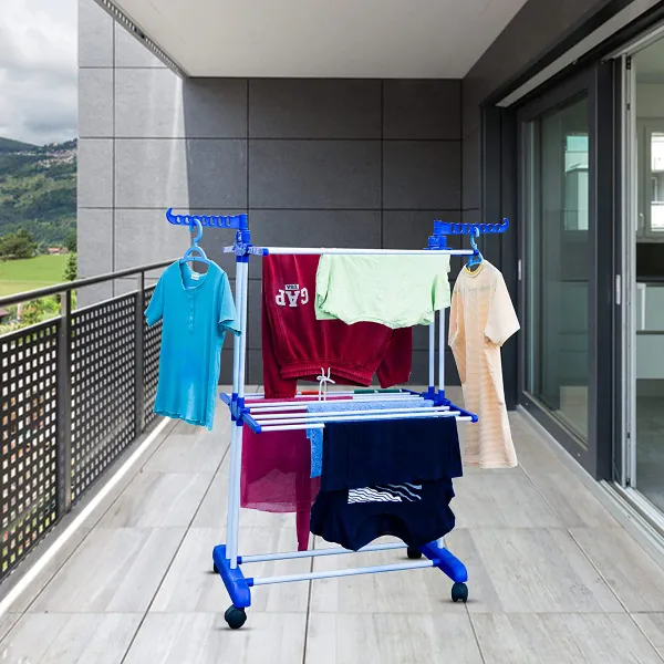 White_Cloth_Drying_Stand_With_Wheels_�_2__Layer_Foldable_Laundry_Rack_For_Indoor/Outdoor_Use_Spacesaving_Durable_Steel_Construction