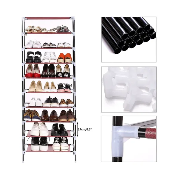 Brown_9_Layer_Collapsible_Shoe_Rack_Spacesaving_Shoe_Organizer