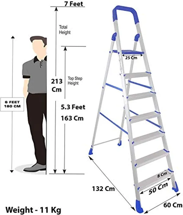 Silver_6Step_Foldable_Aluminum_Ladder_For_Home_AntiSkid_Shoes_&_Edge_Guards_SureHinge_Technology_Compact_&_Durable