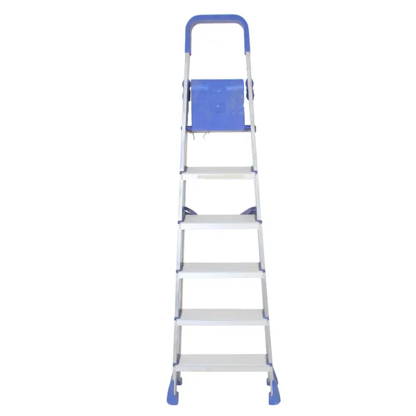 Silver_6_Step_Foldable_Aluminum_Ladder_For_Home_Antiskid_Shoes_&_Edge_Guards_Surehinge_Technology_Compact_&_Durable_Easy_Storage