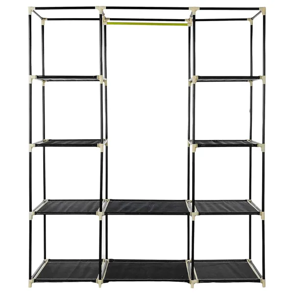 Black_3Door_Wardrobe_Foldable_Collapsible_Portable_Closet_For_Clothes_Almira_1_Hanging_Space_10_Shelves_Nonwoven_Fabric162_Cm_44_Cm_138_Cm