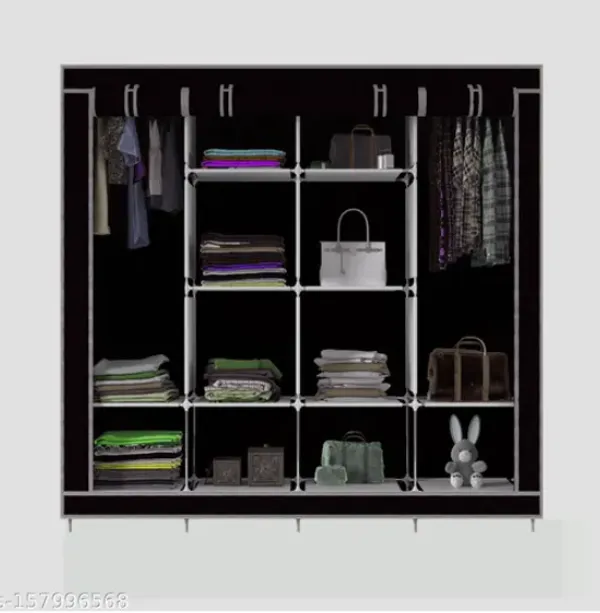 Black_3Door_Wardrobe_Foldable_Collapsible_Portable_Closet_For_Clothes_Almira_1_Hanging_Space_10_Shelves_Nonwoven_Fabric162_Cm_44_Cm_138_Cm