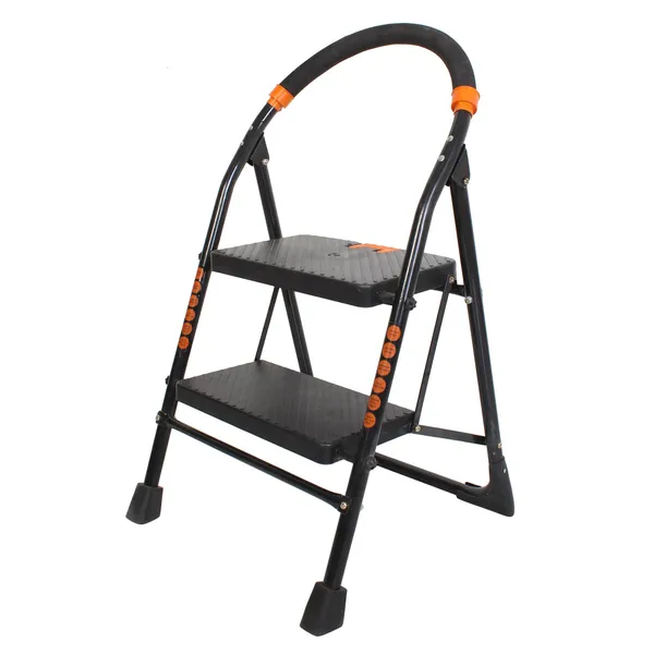 Black_Nishika_2__Step_Ladder_For_Home_Use_Heavy_Duty_Steel_With_Wide__Steps_And_Top_Platform_With_Anti_Slip_And_Anti_Skid_Shoes