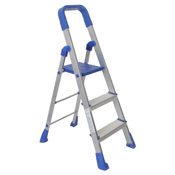 Silver_Nishika_Pro_3_Step_Aluminum_Ladder_Foldable_Antiskid_Edge_Guards_&_Surehinge_Technology_Lightweight_&_Durable_Home_Ladder
