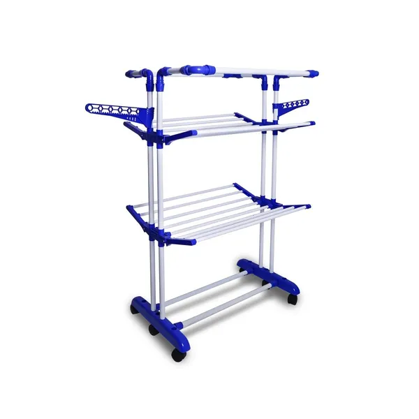 White_Premium_Clothes_Stand_For_Drying_With_Wheels_Portable_2__Layer_Rack_For_Balcony_Foldable_Wings_14_Hanger_Rods_Anti_Rust_Steel_Metal