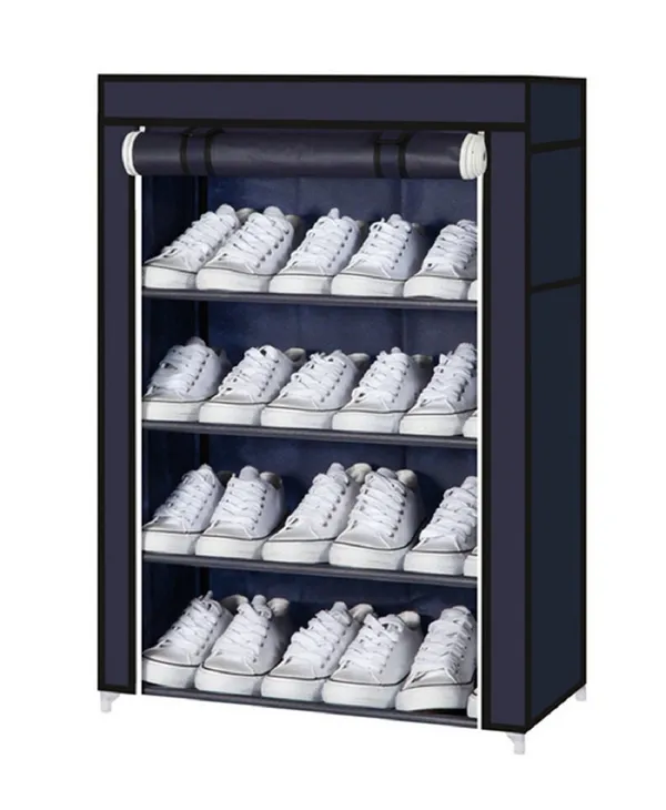 Blue_4_Layer_Collapsible_Shoe_Rack_Spacesaving_Shoe_Organizer