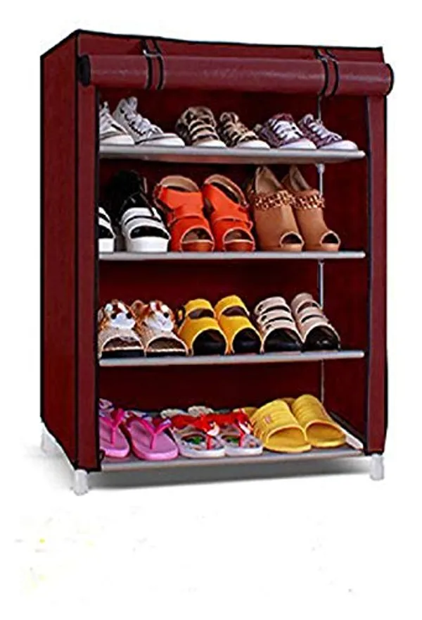 Brown_4_Layer_Collapsible_Shoe_Rack_Spacesaving_Shoe_Organizer