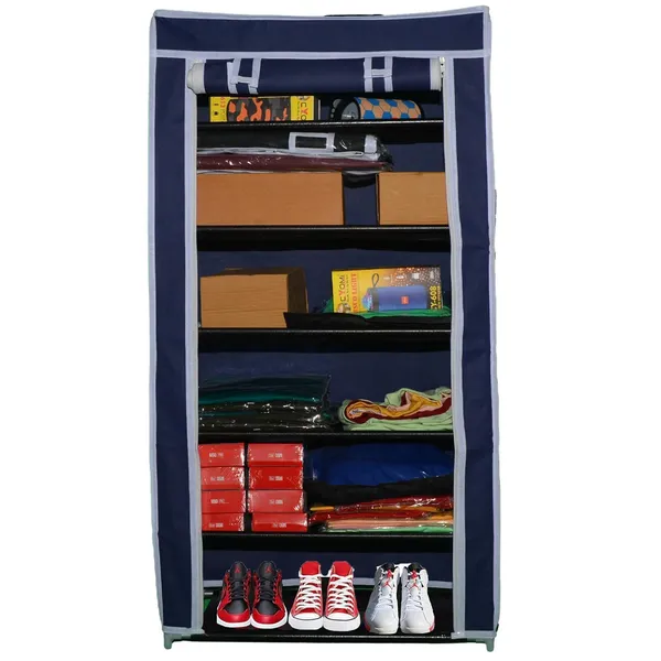 Blue_Multipurpose_6_Shelves_Rack_With_Zip_Door_Cover_&_Side_Pockets_Multiuse_Storage_Rack_For_Footwear_Toys_Clothes_With_Dustproof_Cover