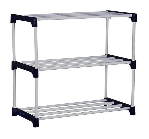 Black_Adjustable_3_Tier_Shoe_Rack_Durable_Plastic_&_Metal_Stand_For_Shoes_Bags_Toys_&_More_Easy_Assembly_Spacesaving_Design