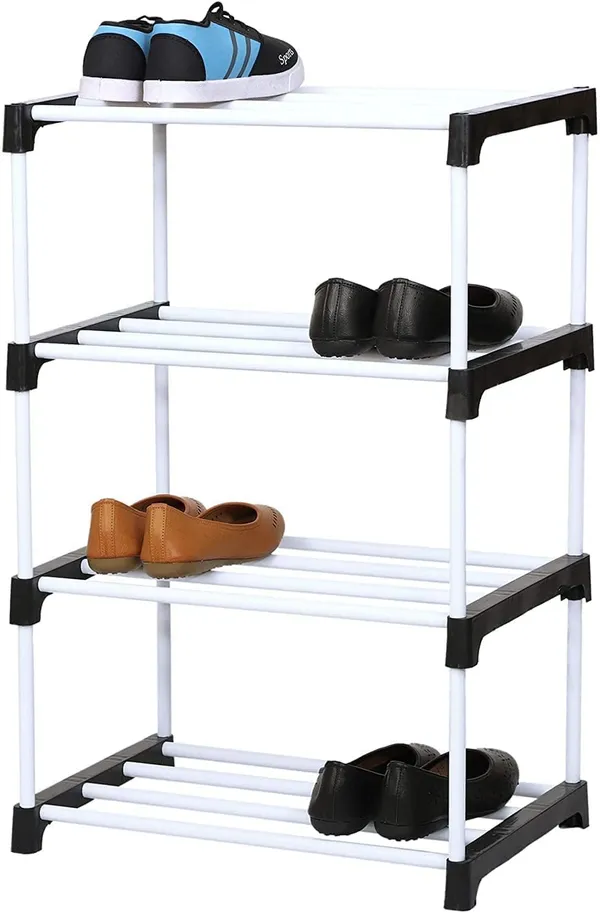 Black_Adjustable_4_Tier_Shoe_Rack_Durable_Plastic_&_Metal_Stand_For_Shoes_Bags_Toys_&_More_Easy_Assembly_Spacesaving_Design