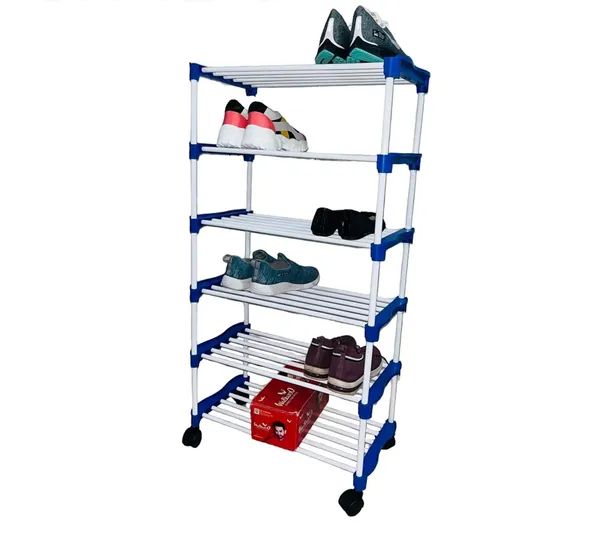 Blue_Adjustable_6_Tier_Shoe_Rack_Durable_Plastic_&_Metal_Stand_For_Shoes_Bags_Toys_&_More_Easy_Assembly_Spacesaving_Design