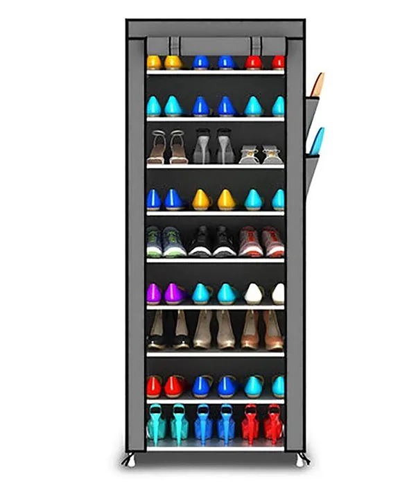 Grey_9_Layer_Collapsible_Shoe_Rack_Spacesaving_Shoe_Organizer