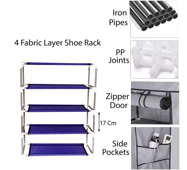 Blue_4_Layer_Collapsible_Shoe_Rack_Spacesaving_Shoe_Organizer