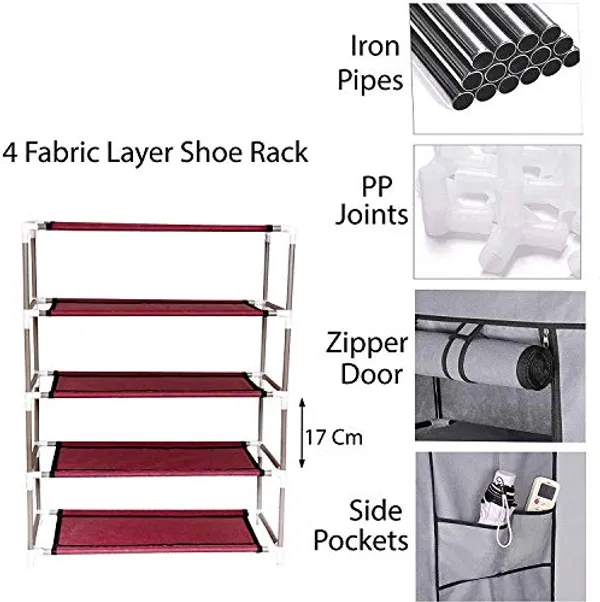 Grey_4_Layer_Collapsible_Shoe_Rack_Spacesaving_Shoe_Organizer