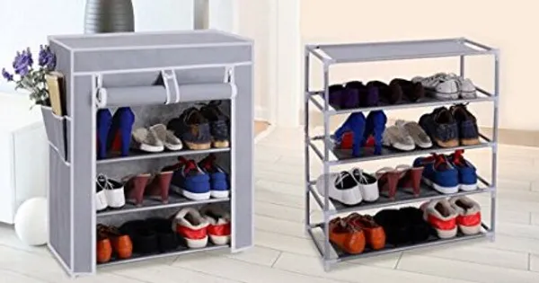 Grey_4_Layer_Collapsible_Shoe_Rack_Spacesaving_Shoe_Organizer