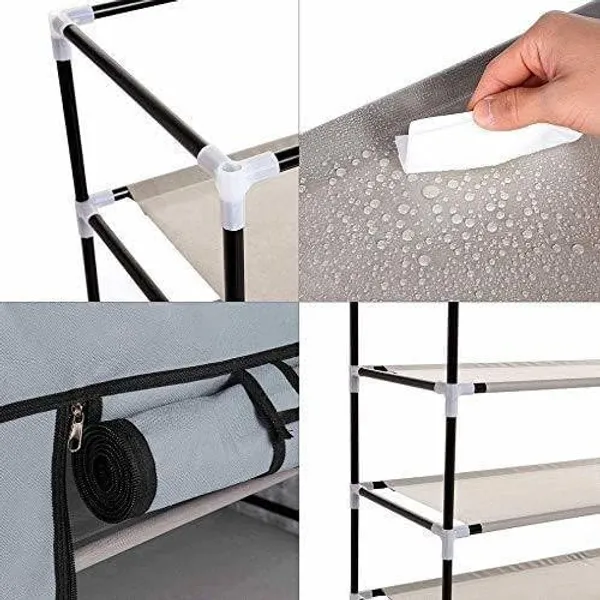 Grey_Multipurpose_6_Shelves_Rack_With_Zip_Door_Cover_&_Side_Pockets_Multiuse_Storage_Rack_For_Footwear_Toys_Clothes_With_Dustproof_Cover