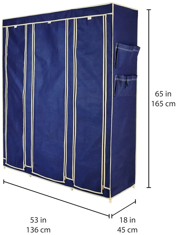 Blue_Plastic_3Door_Foldable_Wardrobe_10_Racks_162_Cm_44_Cm_138_Cm