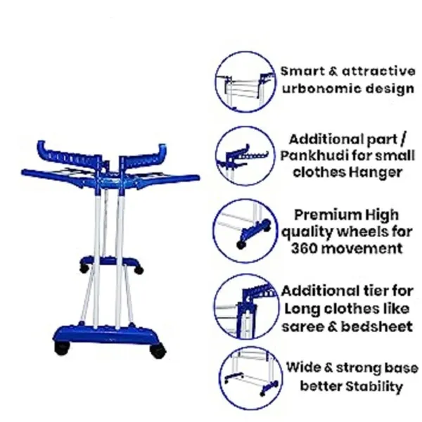White_Cloth_Drying_Stand_With_Wheels_1__Layer_Foldable_Laundry_Rack_For_Indoor/Outdoor_Use