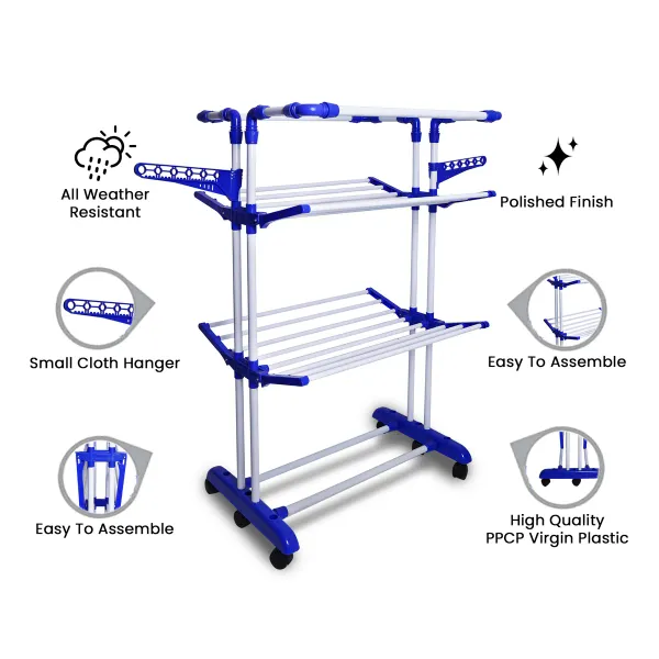 White_Premium_Clothes_Stand_For_Drying_With_Wheels_Portable_2__Layer_Rack_For_Balcony_Foldable_Wings_14_Hanger_Rods_Anti_Rust_Steel_Metal