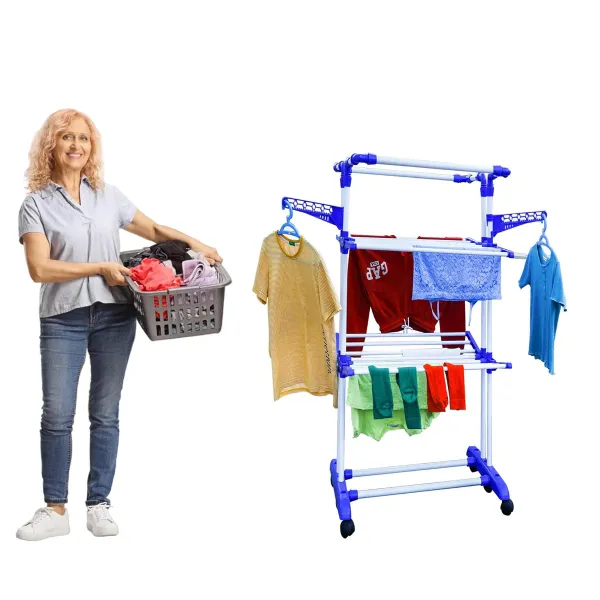 White_Premium_Clothes_Stand_For_Drying_With_Wheels_Portable_2__Layer_Rack_For_Balcony_Foldable_Wings_14_Hanger_Rods_Anti_Rust_Steel_Metal