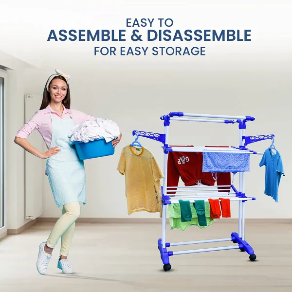 White_Premium_Clothes_Stand_For_Drying_With_Wheels_Portable_2__Layer_Rack_For_Balcony_Foldable_Wings_14_Hanger_Rods_Anti_Rust_Steel_Metal