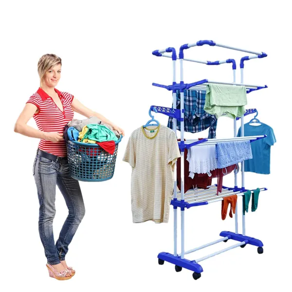 White_Cloth_Drying_Stand_With_Wheels_King_Jumbo_2_Poll_3__Layer_Made_In_India_Collapsable_Portable_Compact_Rack