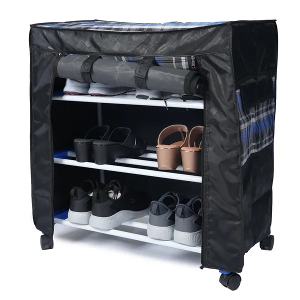 Black_Metal_Multi_Use_Foldable_Shoe_Rack_For_Home_With_Cover_360_Degree__Rotating_Wheels_Dustproof_Zip_Cover_With_Side_And_Zipper3__Layer