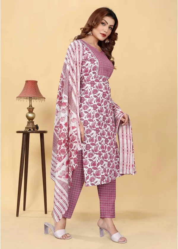 Purple_&_White_Cotton_Blend_Printed_Straight_Kurta_,_Palazzo_&_Dupatta_Set_Set_For_Women
