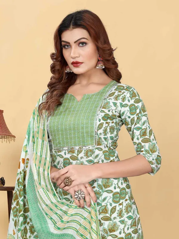Green_Cotton_Blend_Printed_Straight_Kurta_,_Palazzo_&_Dupatta_Set_Set_For_Women