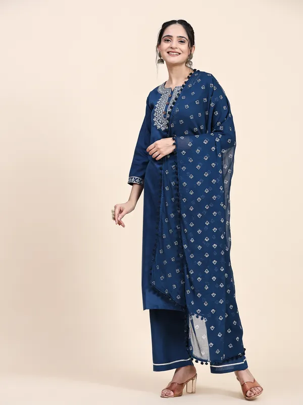 Blue_Cotton_Blend_Embroidered_Straight_Kurta_,_Palazzo_&_Dupatta_Set_Set_For_Women