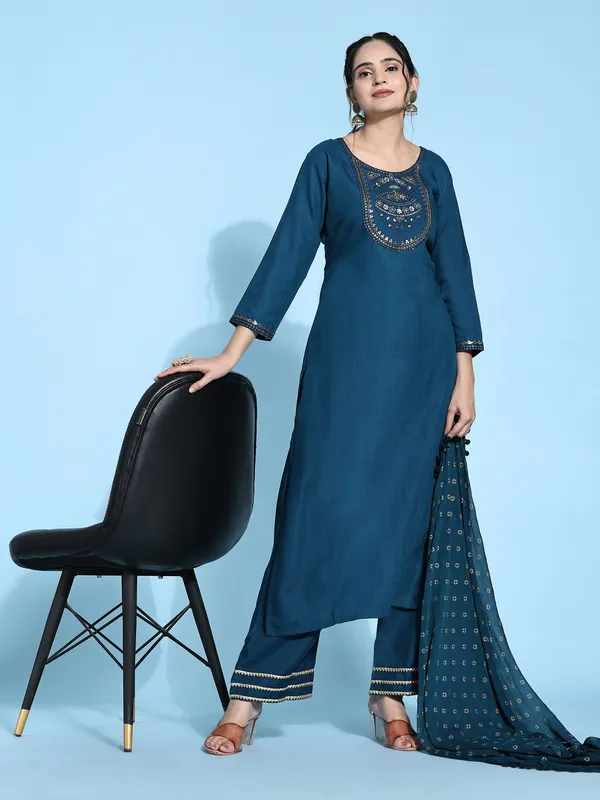 Blue_Cotton_Blend_Embroidered_Straight_Kurta_,_Palazzo_&_Dupatta_Set_For_Women