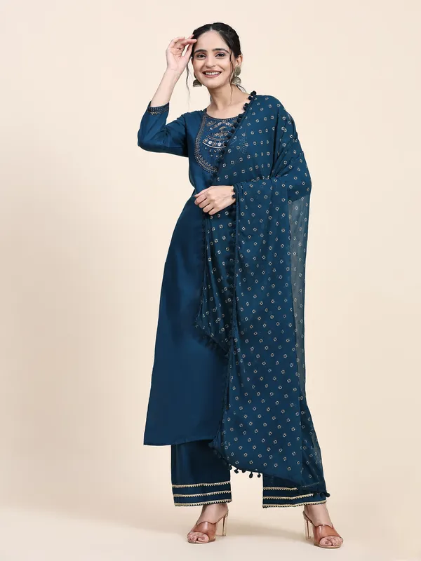 Blue_Cotton_Blend_Embroidered_Straight_Kurta_,_Palazzo_&_Dupatta_Set_Set_For_Women