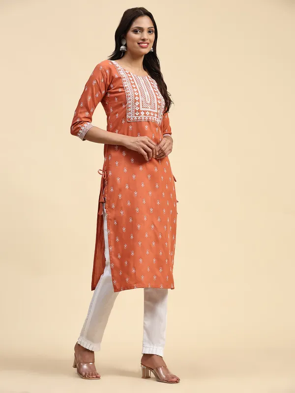 Orange_Cotton_Blend_Embroidered_Straight_Kurta_,_Trouser_&_Dupatta_Set_Set_For_Women