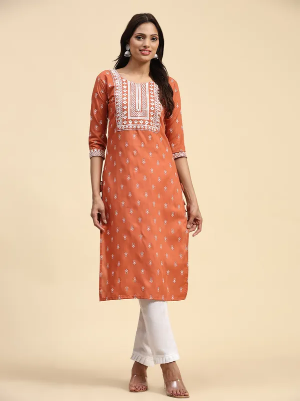 Orange_Cotton_Blend_Embroidered_Straight_Kurta_,_Trouser_&_Dupatta_Set_Set_For_Women