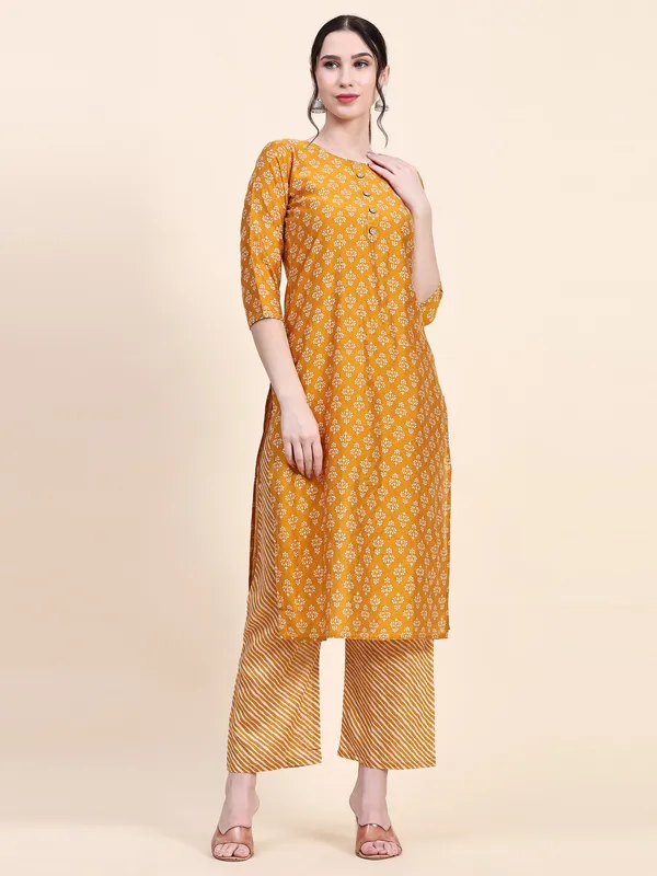 Yellow_Cotton_Blend_Printed_Straight_Kurta_,_Trouser_&_Dupatta_Set_Set_For_Women