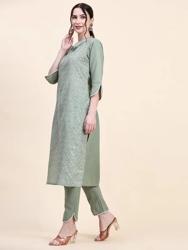 Green_Cotton_Blend_Printed_Straight_Kurta_,_Trouser_&_Dupatta_Set_Set_For_Women