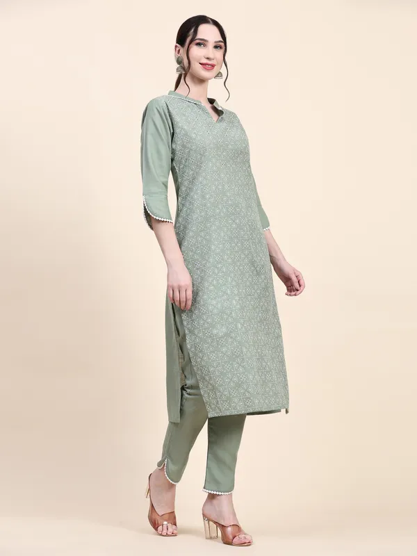 Green_Cotton_Blend_Printed_Straight_Kurta_,_Trouser_&_Dupatta_Set_Set_For_Women